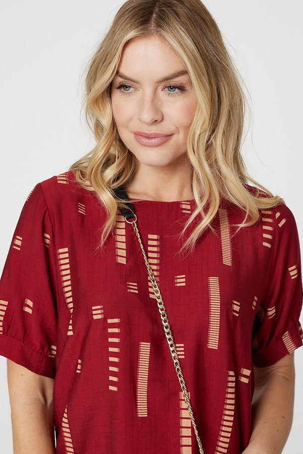 Red | Printed 1/2 Sleeve Blouse