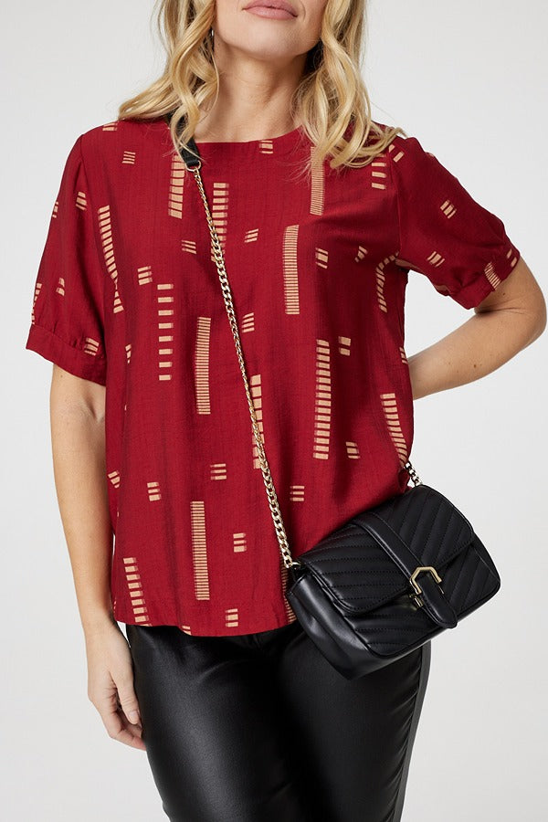 Red | Printed 1/2 Sleeve Blouse