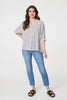 White | Pinstripe Relaxed Button Back Blouse : Model is 5'9