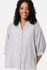 White | Pinstripe Relaxed Button Back Blouse