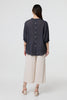 Navy | Pinstripe Relaxed Button Back Blouse