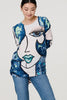 Blue | Graphic Diamante Print Long Sleeve Top
