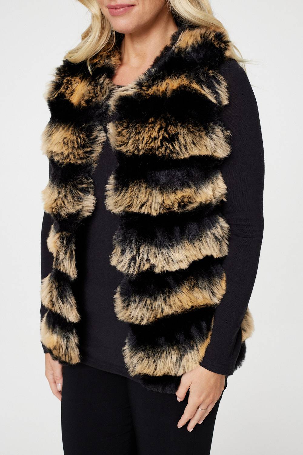 Faux Fur Open Front Gilet Izabel London