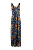 Navy | Tropical Print Plunge Maxi Dress