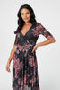 Black | Floral Hanky Hem Wrap Dress