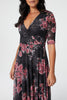 Black | Floral Hanky Hem Wrap Dress