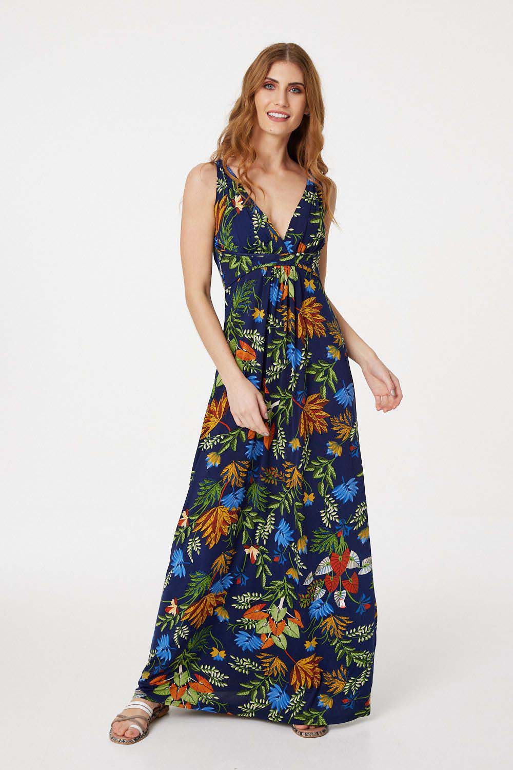 Navy print maxi sales dress