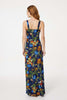 Navy | Tropical Print Plunge Maxi Dress