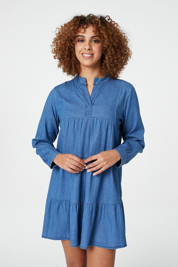 Blue | Denim Tiered Smock Dress