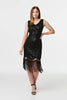 Black | Sequin Embellished Slip Dress : Model is 5'9