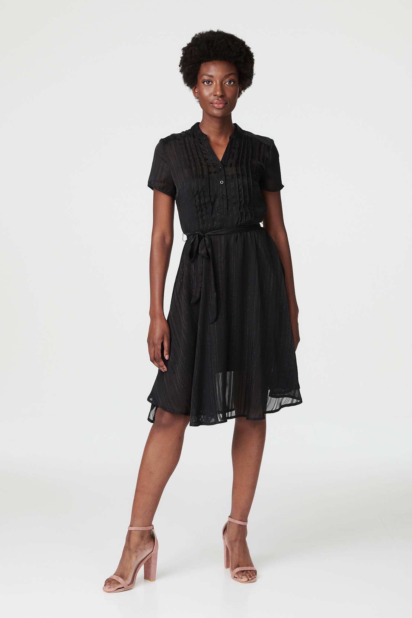 Dual button 2025 front flare skirt