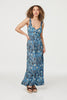 Blue | Peacock Print A-Line Maxi Dress