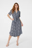 Navy | Ditsy Print Tie Front Tea Dress