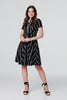 Black | Striped Knot Front Shirt Dress