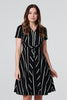 Black | Striped Knot Front Shirt Dress