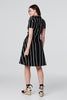 Black | Striped Knot Front Shirt Dress