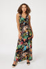 Black | Tropical Print Empire Maxi Dress : Model is 5'8