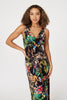 Black | Tropical Print Empire Maxi Dress