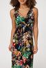 Black | Tropical Print Empire Maxi Dress