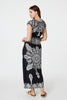 Black | Mosaic Print Cap Sleeve Maxi Dress