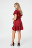 Red | Polka Dot Frilled Wrap Mini Dress