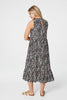 Black | Printed Sleeveless Smock Dress