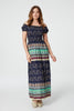 Navy | Printed Off The Shoulder Maxi Dress