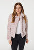 Pink | Faux Fur Cropped Jacket : Model is 5'9