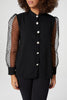 Black | Sheer Puff Sleeve Shirt