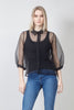 Black | Polka Dot Button Front Sheer Shirt