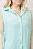 Green | Button Front Balloon Sleeve Shirt