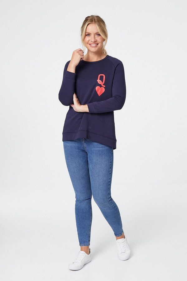 Navy | Queen of Hearts Relaxed Jumper