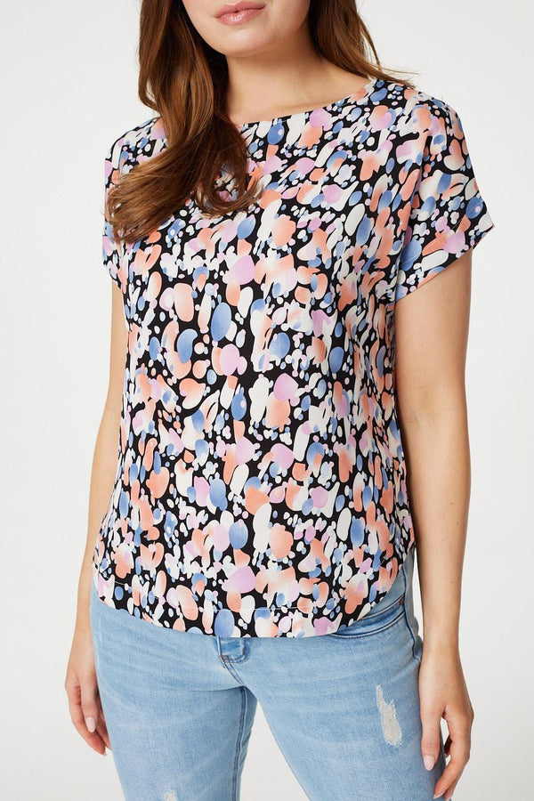Black | Abstract Print Relaxed Shell Top