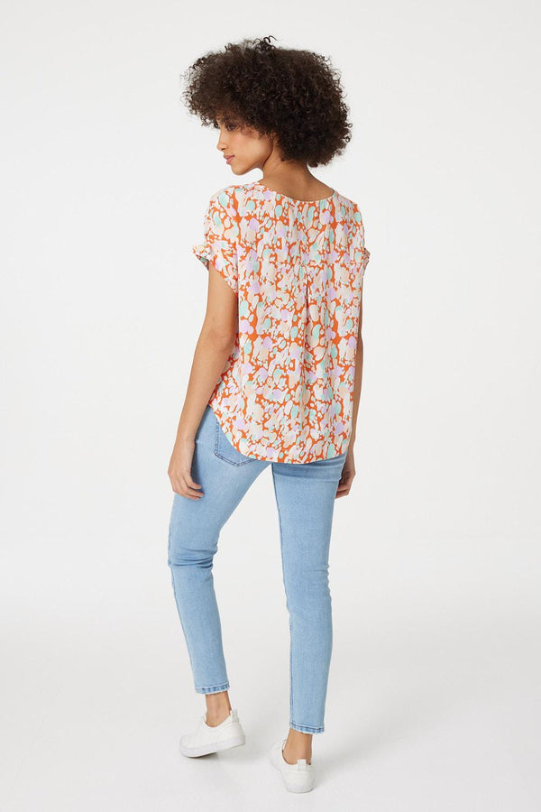 Orange | Abstract Print Relaxed Shell Top