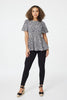 Grey | Ditsy Print Short Sleeve Peplum Top