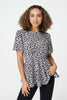 Grey | Ditsy Print Short Sleeve Peplum Top