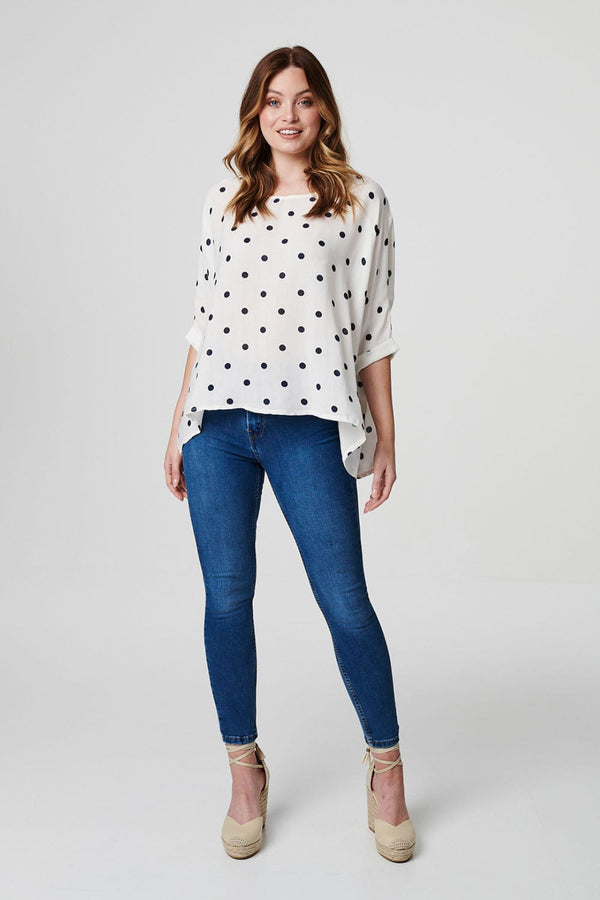 Navy | Polka Dot Oversized Blouse