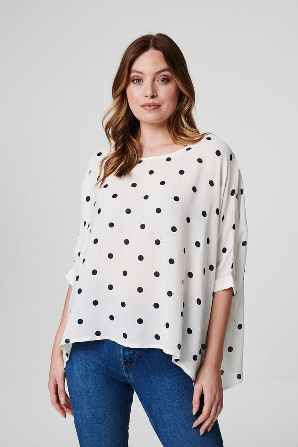 Navy | Polka Dot Oversized Blouse