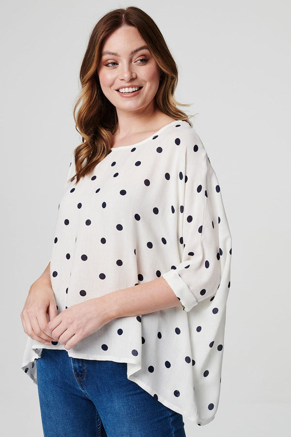 Navy | Polka Dot Oversized Blouse